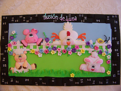 Detalles Ilusión de Luna: Cuadro de animales de granja en foamy o goma eva