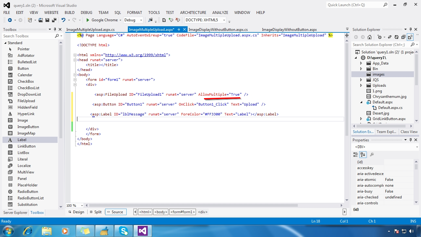 Multiple Image Upload in Single Button Click Using C