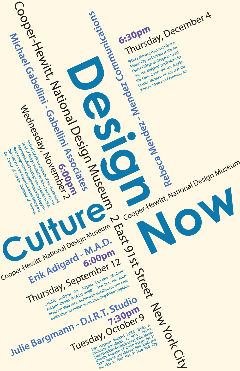Alison Hamilton Designs: Design Culture Now Informational Poster Design