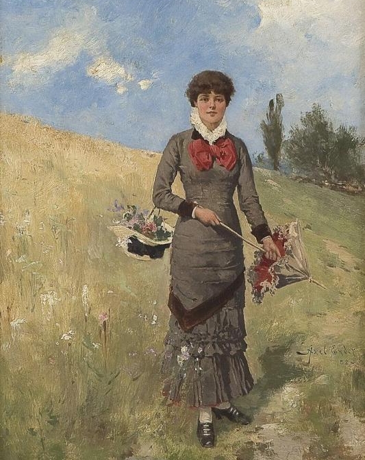 Axel Ender Молодая женщина на поле с цветами