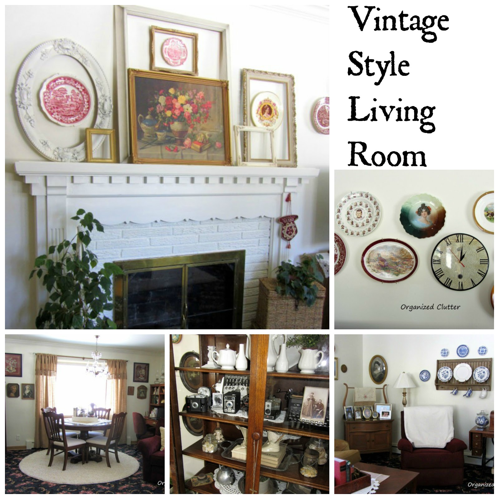 Vintage Living Room Tour www.organizedclutterqueen.blogspot.com