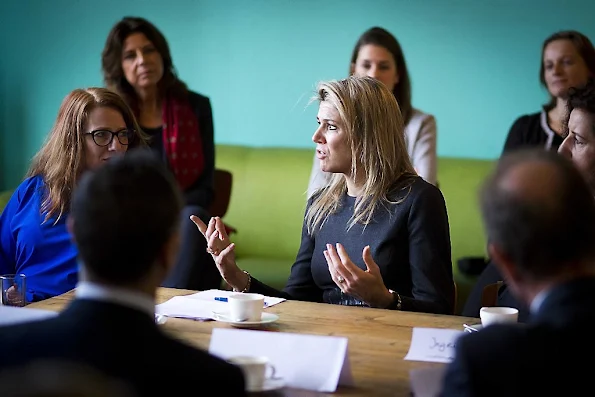 Queen Maxima of The Netherlands visits the Liduina school for a music on schools project in The Hague,