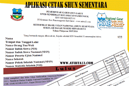 Aplikasi Cetak Skhun Sementara Tahun Pelajaran 2016