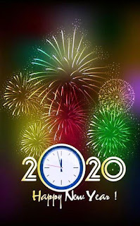 2020 happy new year Reloj cuenta regresiva y fuegos de artificio