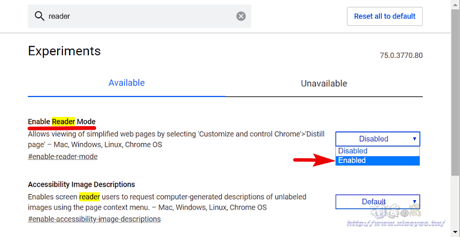 Google Chrome 閱讀模式