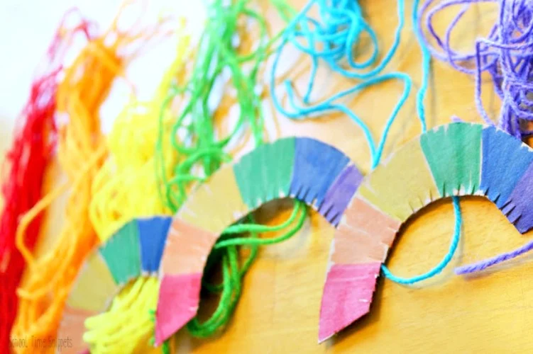 yarn wrapped rainbow art and craft