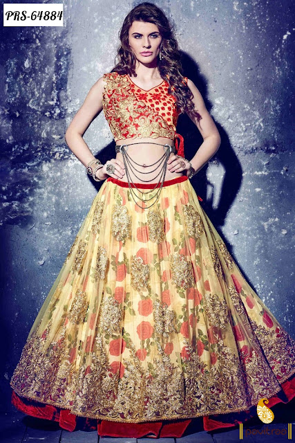 Buy Cream Color Net Heavy Work Indian Girl Wear Modern Lehenga Cholis for Wedding Reception Online Shopping with Low Price Cost