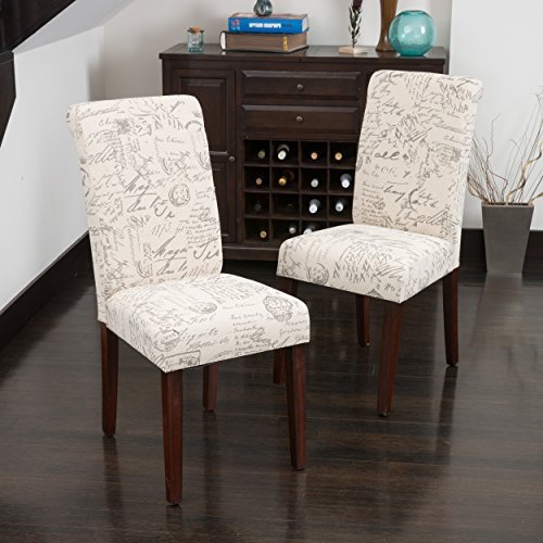 French Script Chairs & Print Accent Furniture Pieces