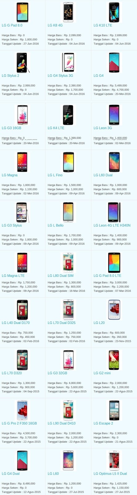 Harga Hp Terbaru LG Agustus 2016 Harga Hp Terbaru LG Agustus 2016