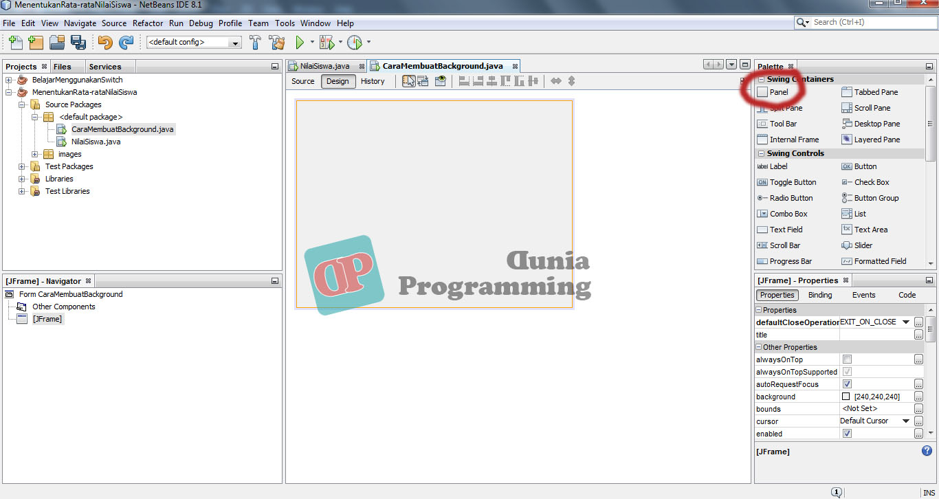 Cara Mengganti Background Pada Program Java Netbeans - Dunia Programming
