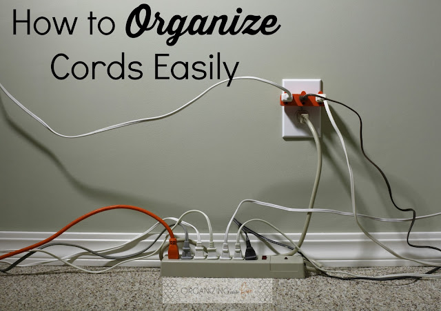 How to Organize Cords Easily :: OrganizingMadeFun.com How to Organize Cords Easily :: OrganizingMadeFun.com