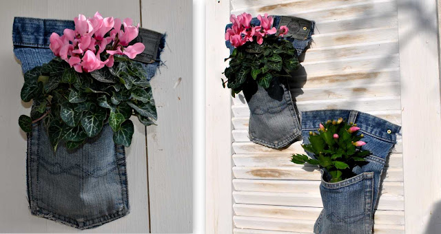 Basteln mit Jeans Jeansdeko für den Garten