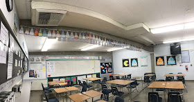 Ms. Ku displayed all of her student's matholution pennants in her classroom to make this impressive display.