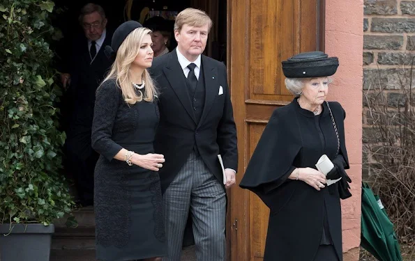 Queen Margrethe, Princess Mary, Princess Marie, Princess Madeleine, Queen Silvia, Queen Maxima, King Willem, Queen Sonja, Queen Anne-Marie at funeral of Prince Richard