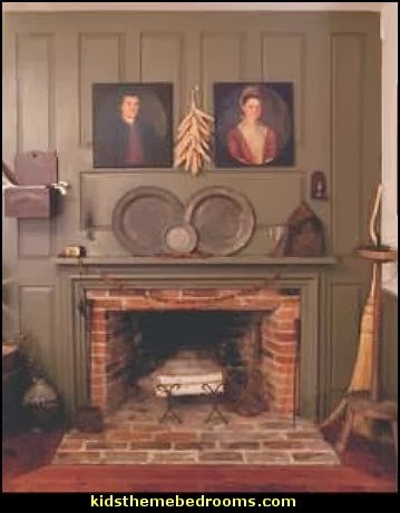 primitive americana decorating style - folk art - heartland decor - rustic Americana home decor - Colonial & Country style decorating Americana bedroom designs - Primitive Country Rustic decor