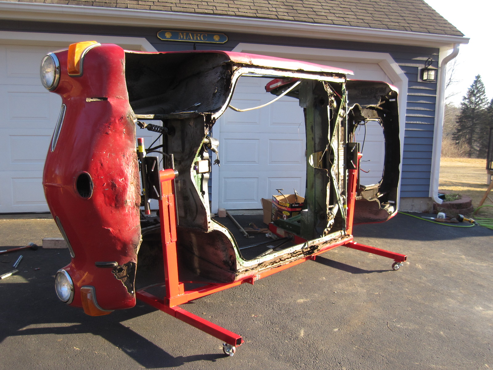 Hank's 1972 VW Ghia Build Body on Rotisserie
