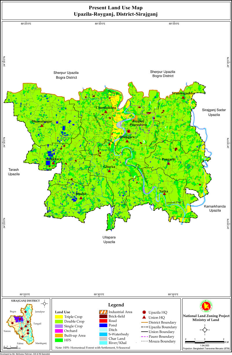 Raiganj Upazila Mouza Map Sirajganj District Bangladesh