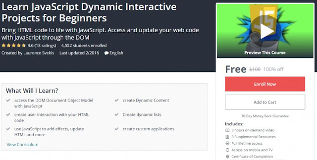 [100% Off] Learn JavaScript Dynamic Interactive Projects for Beginners ...
