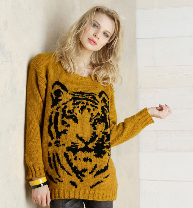 Irina Tiger jumper. Patterns.