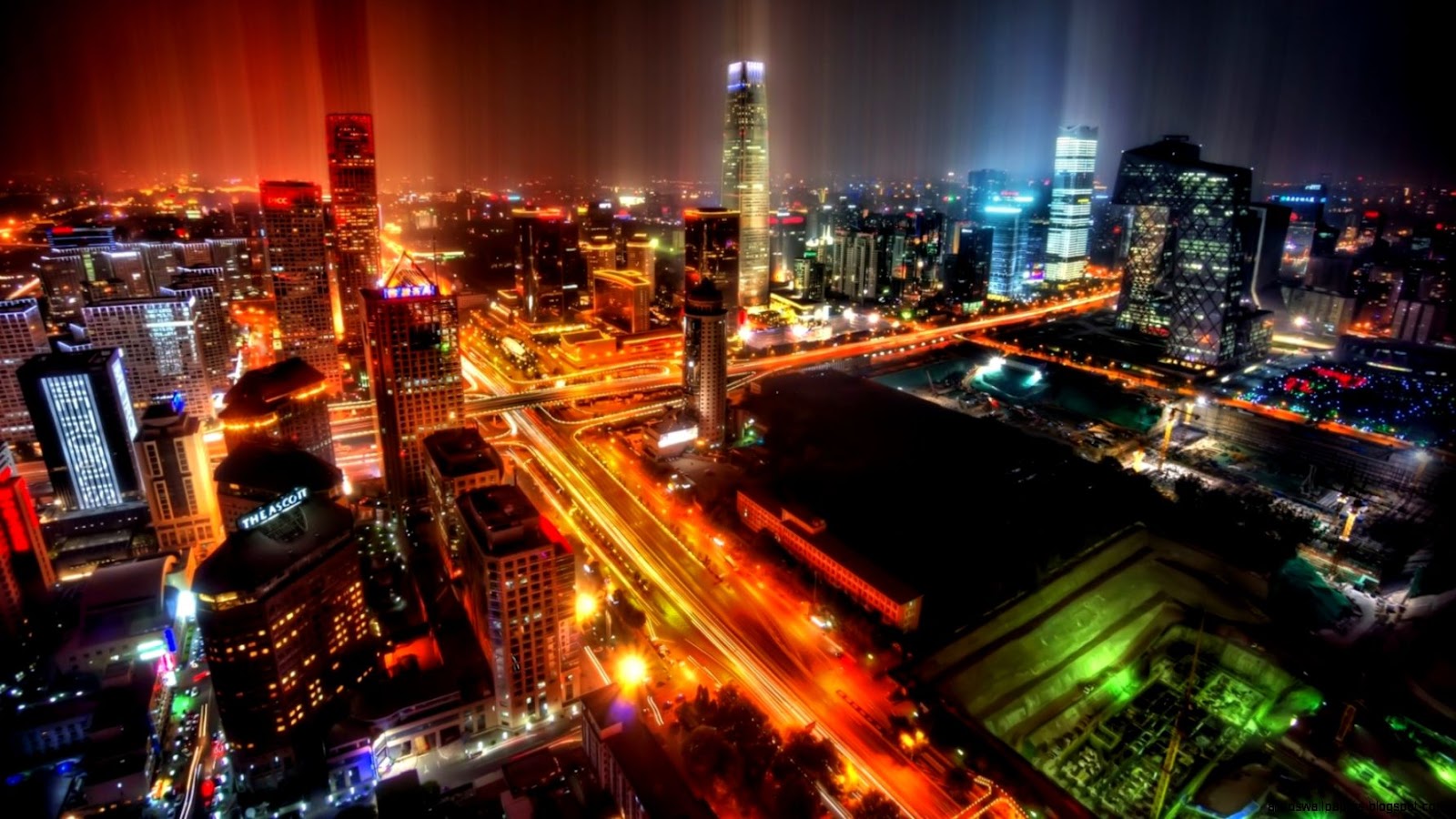 City Street at Night Wallpaper