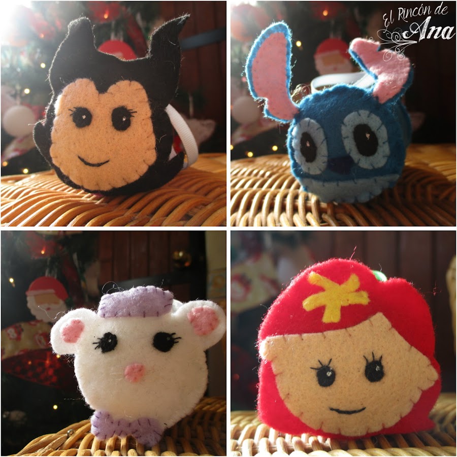 Tsum tsum de fieltro para decorar en navidad