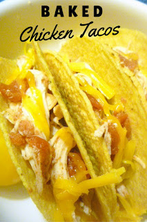 Baked Chicken Tacos: stuff the shells with cooked meat and cheese and then baking them, to crisp up the shells and get some melty cheese going.  Brilliant! - Slice of Southern