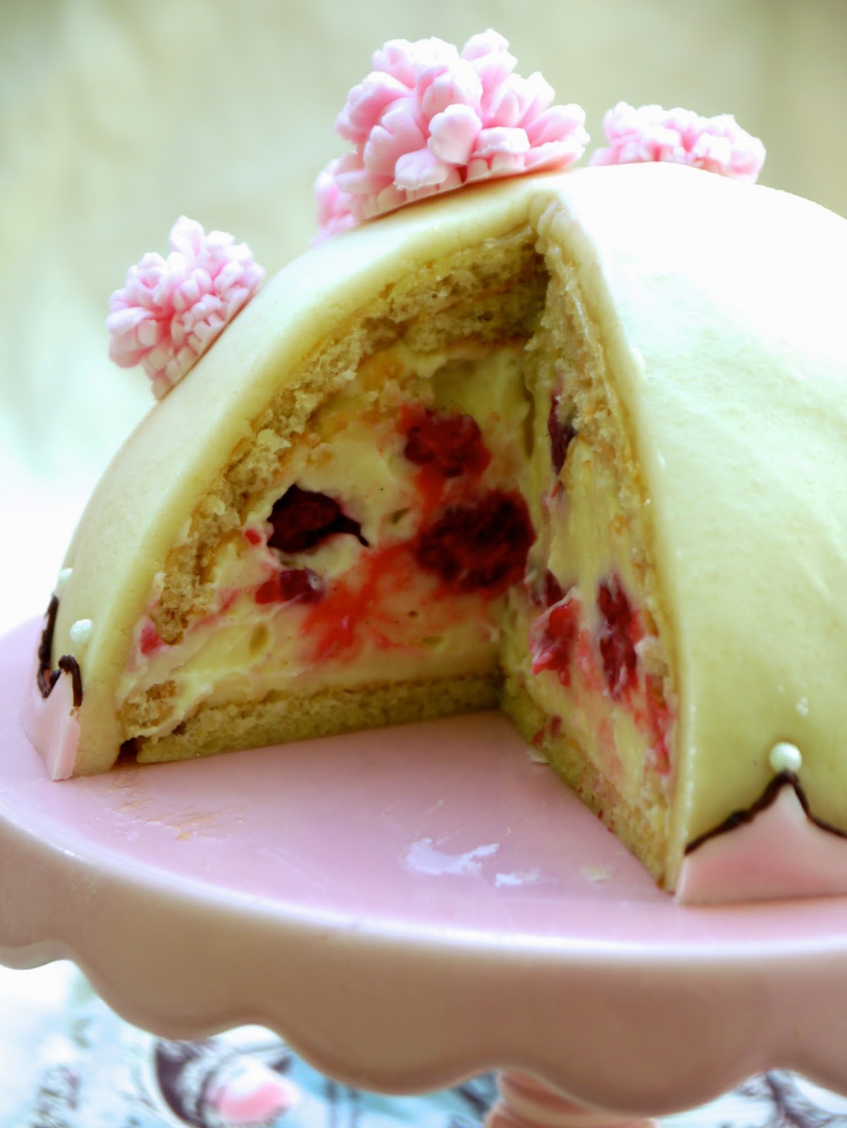 Petit Four cake boutique Raspberry dome cake
