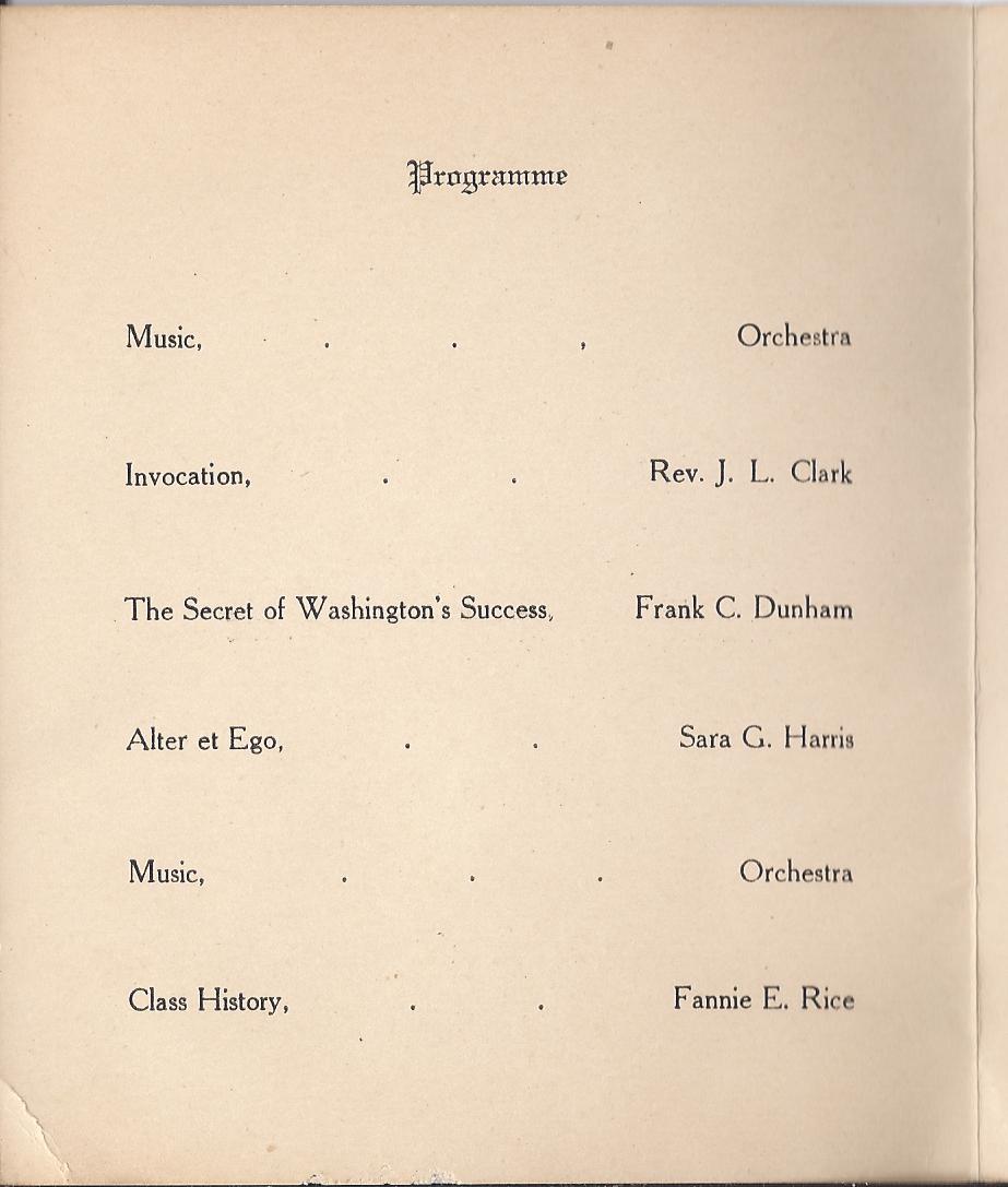 Heirlooms Reunited 1910 High School Graduation Program of North