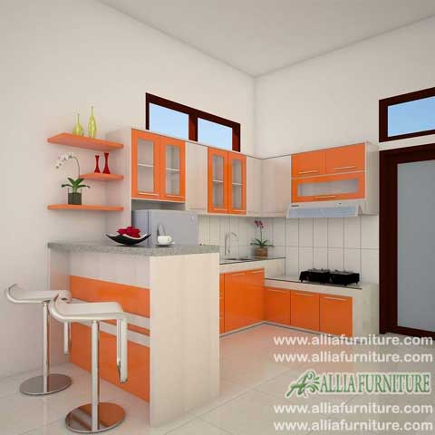 Kitchen Set Minimalis Meja Bar Orange Allia Furniture