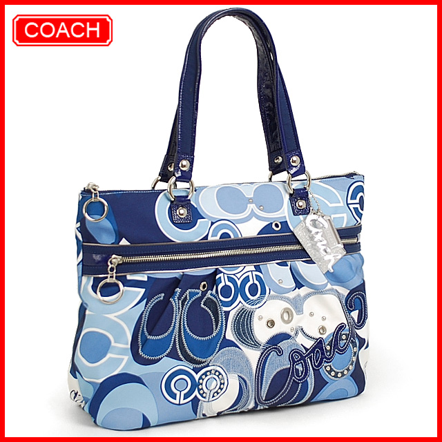 15375 coach COACH poppy pop C denim applique gram tote bag SV/UW( blue