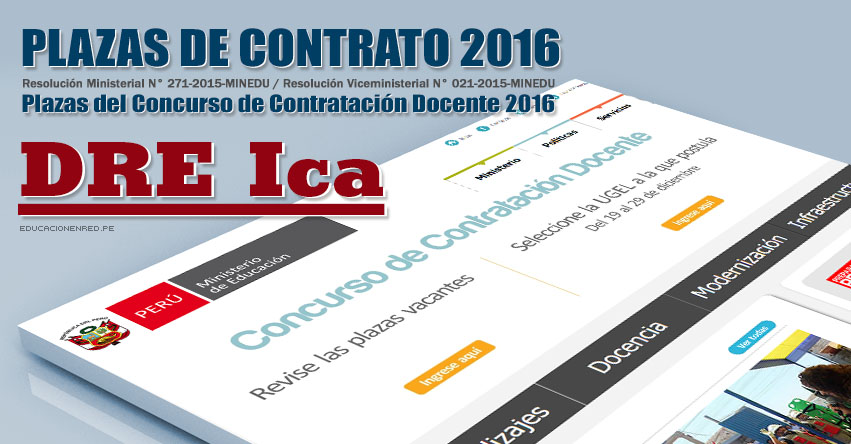 DRE Ica: Plazas Vacantes Contrato Docente 2016 (.PDF) www.dreica.gob.pe DRE Ica: Plazas Vacantes Contrato Docente 2016 (.PDF) www.dreica.gob.pe