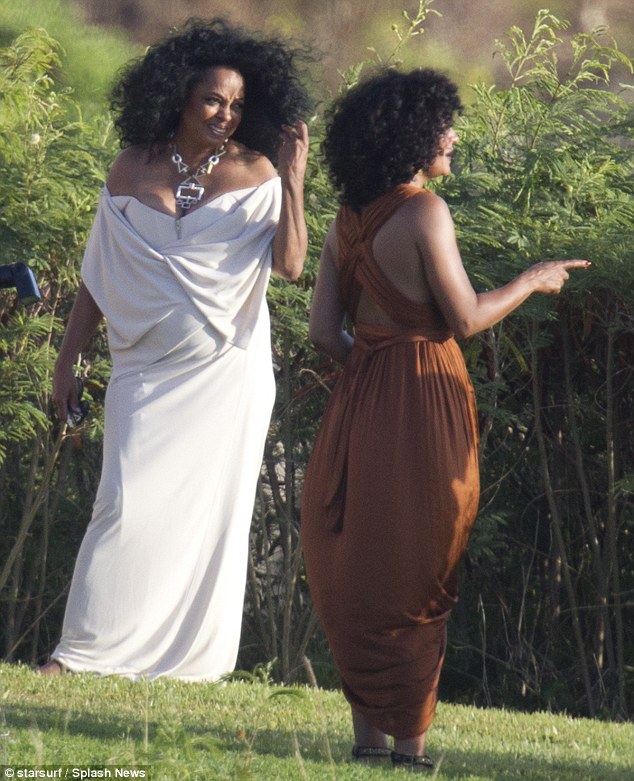 Diana Ross shows cleavage as she attends daughter's wedding in Hawaii