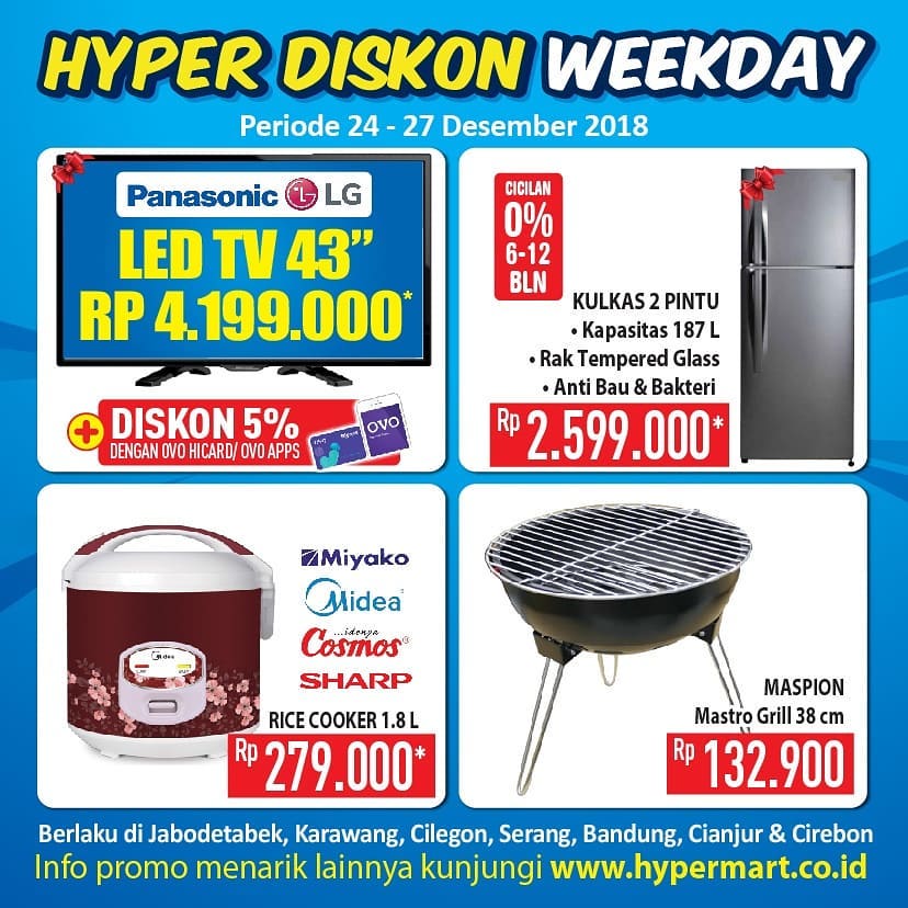 #Hypermart - Promo Hyper Diskon Week Day Periode 24 -27 Desember 2018