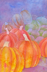 pumpkins painted watercolor painting gourds texture prism underpainting staying transparent seen still ve