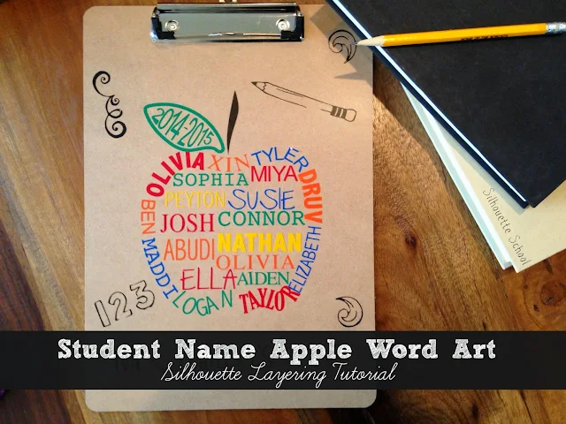 Silhouette, Silhouette Cameo, Silhouette Studio, Silhouette tutorial, student name word art apple