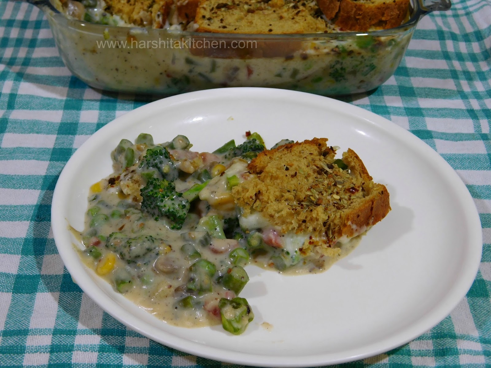 Creamy Baked Vegetable in White Sauce and Cheese Easy Vegetable