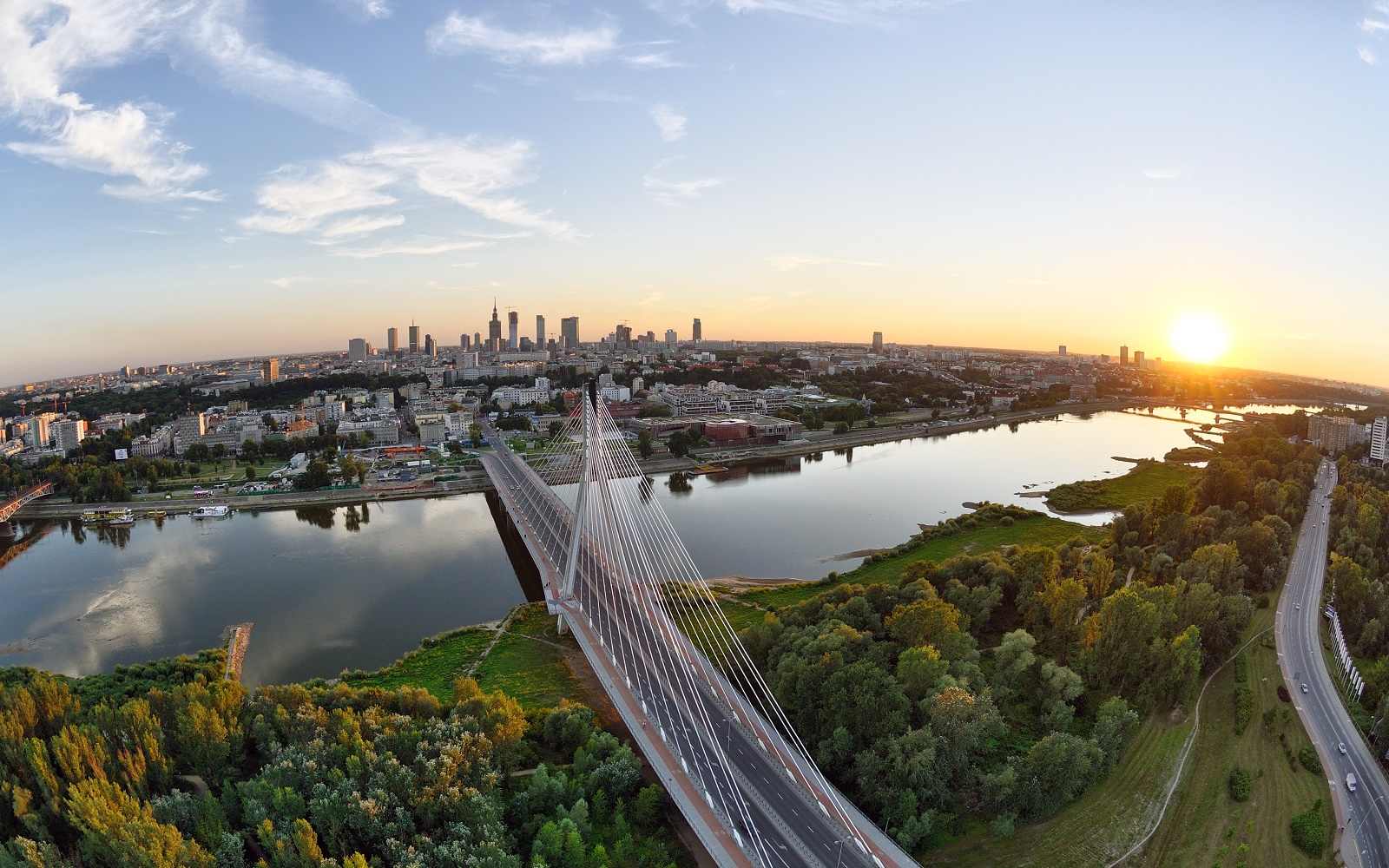 Warsaw Fantastic City Beautiful Sunset Over Poland Hd Desktop Wallpaper
