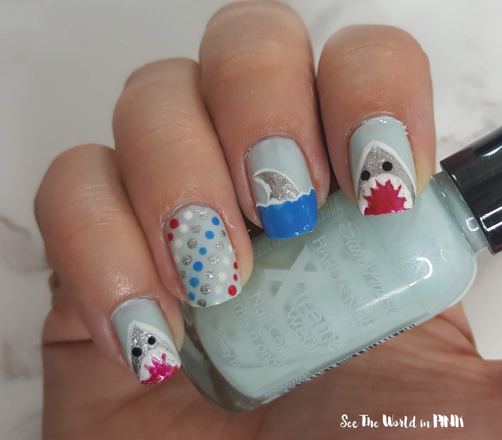 Manicure Monday - Shark Week Nails! 