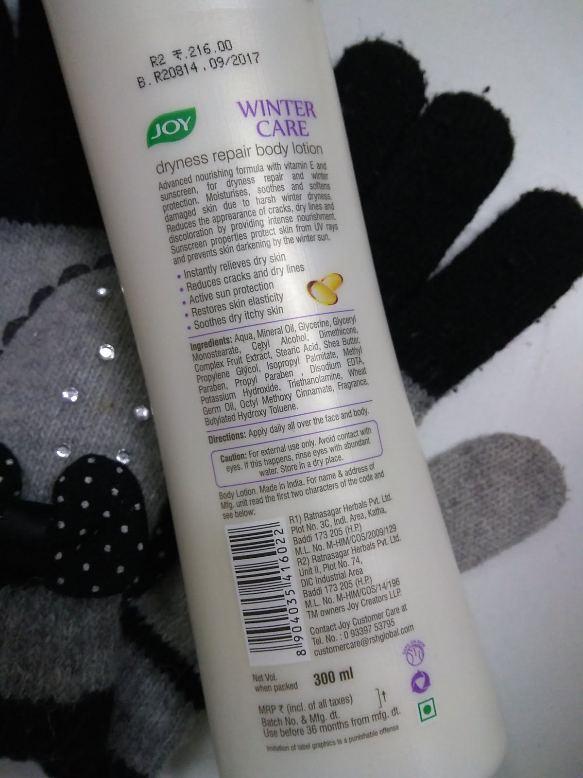 Joy Winter Care Dryness Repair Body Lotion Review