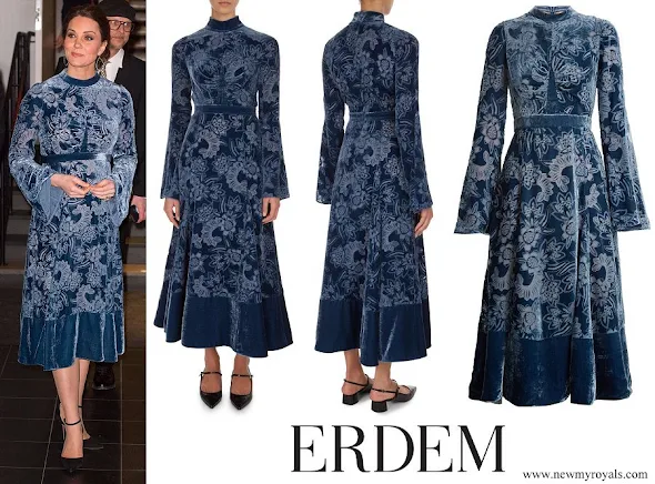 Kate Middleton wore Erdem the Christina Devore Velvet Midi Dress