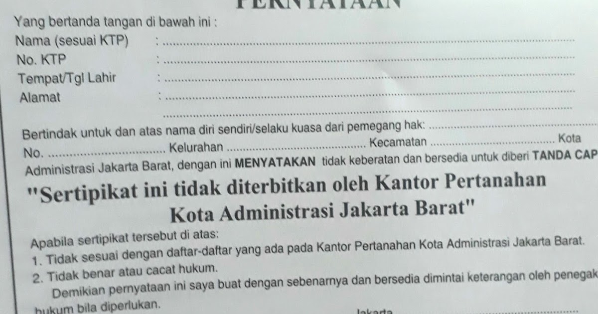 Surat Permohonan Balik Nama Sertifikat Tanah Bagi Contoh Surat