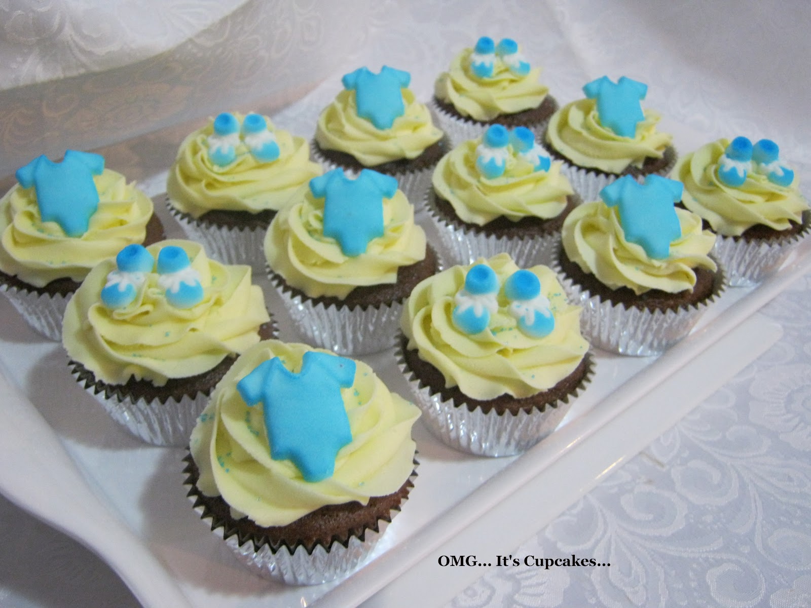 OMG... It's Cupcakes... Blue Baby Shower Cupcakes