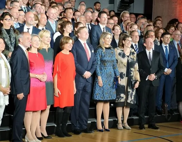 Queen Maxima wore Natan Dress from Natan Couture FW17 Collection. Palatinate's prime minister Malu Dreyer and her husband Klaus Jensen