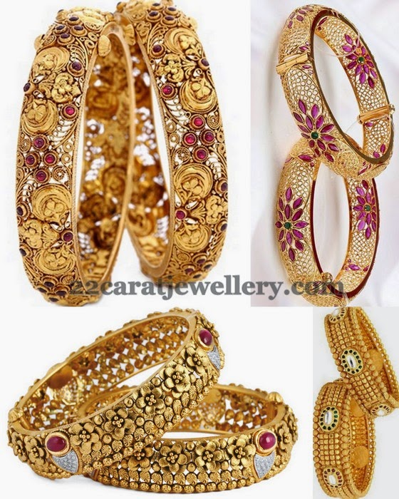 Antique Floral Bangles with Stones