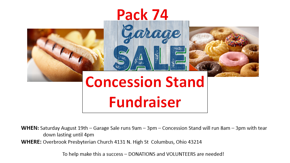 Bsa Pack 74 At Overbrook Garage Sale Concessions Help Needed