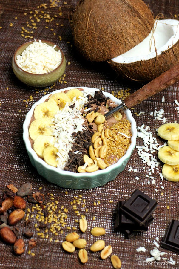 smoothie bowl, smoothie de chocolate