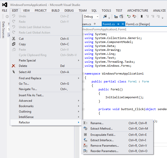 Refactoring C# Code Using Visual Studio