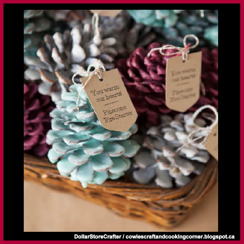 Dollar Store Crafter Pinecone Fire Starter Christmas Party Favors / Stocking Stuffers