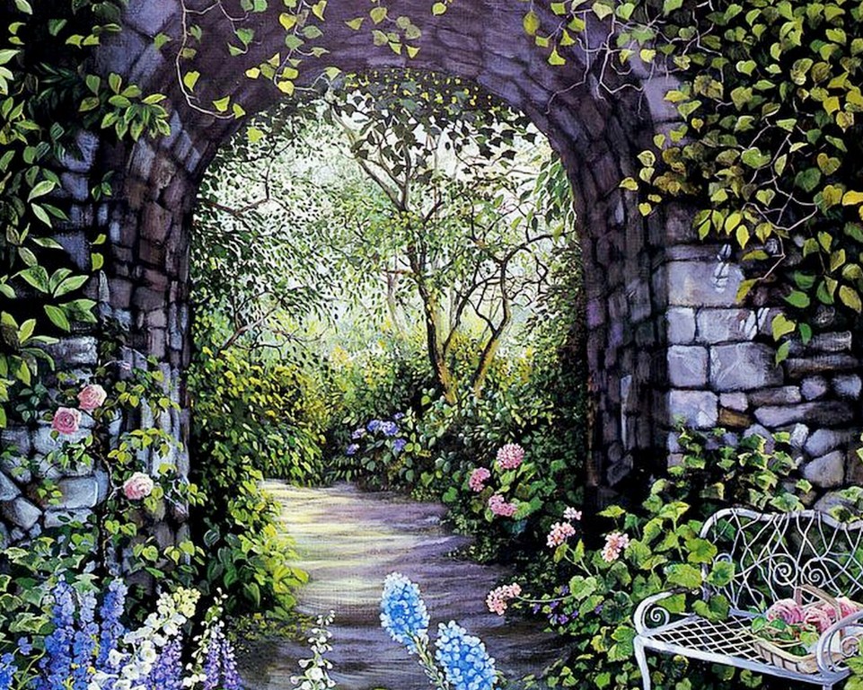 Imágenes Arte Pinturas Paisajes de Jardines