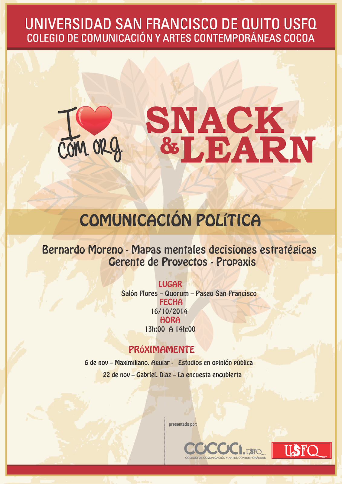 Tercera conferencia de Snack & Learn: "Mapas mentales decisiones estratégicas". 16 octubre, 13h00, Salón Flores-Quorum